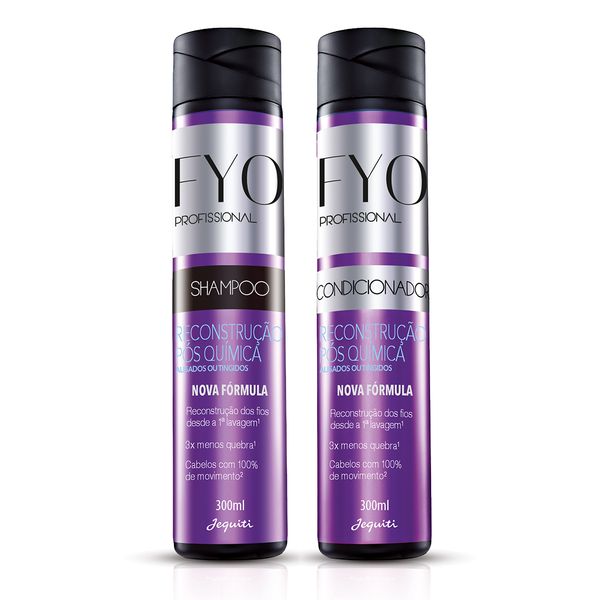 Kit Shampoo e Condicionador Fyo Profissional Reconstrução Pós-Química Alisados ou Tingidos Jequiti 2 un