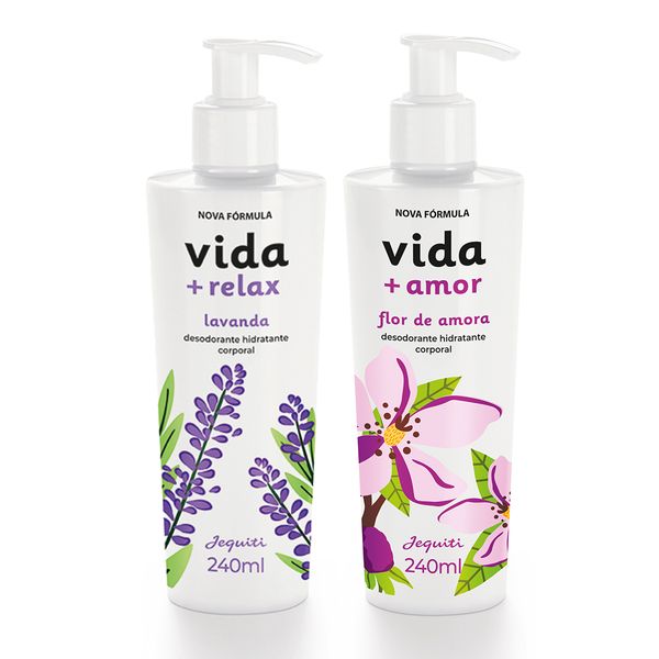 Kit De Desodorantes Hidratantes Corporais Vida + Relax E Amor Jequiti 2 x 240 ml