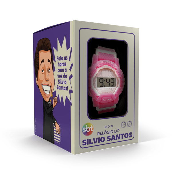 Relógio Digital Com Voz do Silvio Santos Rosa - Edição Exclusiva 1 un